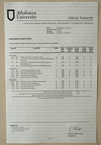 Athabasca University transcript sample from buyfakedegree.com