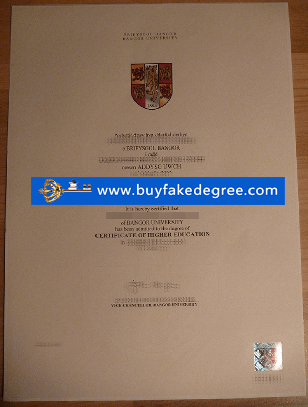 Bangor University diploma certificate