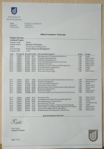 university of south australia transcript