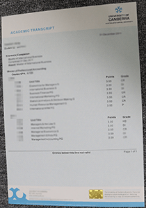 university of canberra transcript