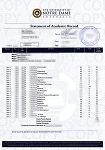 fake notre dame university australia transcript