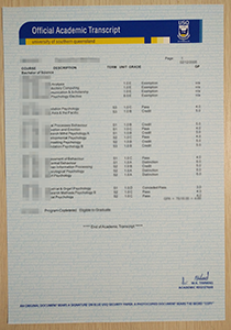 fake University of southern queensland transcript