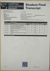 Liverpool John Moores University transcript