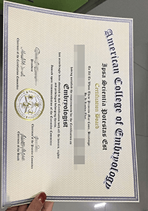 Fake American College of Embryology Certificate