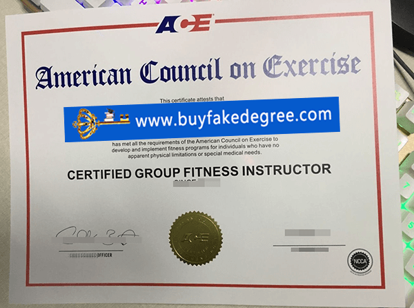 American Council Exercise diploma certificate, fake American Council Exercise certificate