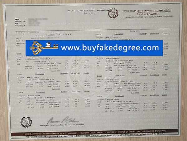 CSULB transcript, fake CSULB transcript, buy fake CSULB diploma certificate