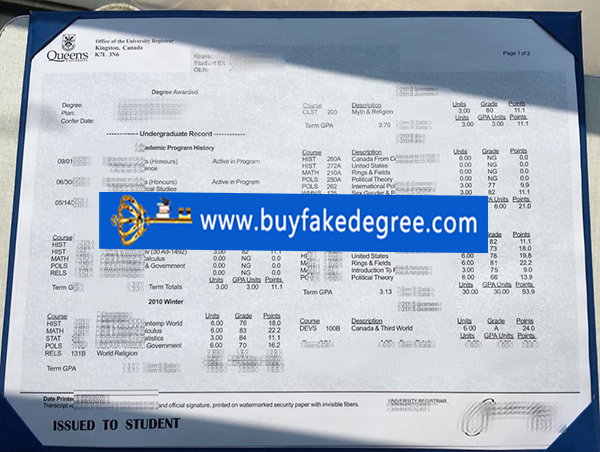 Queen's University transcript, fake Queen's University transcript, buy fake transcript of Queen's University, fake Queen's University diploma