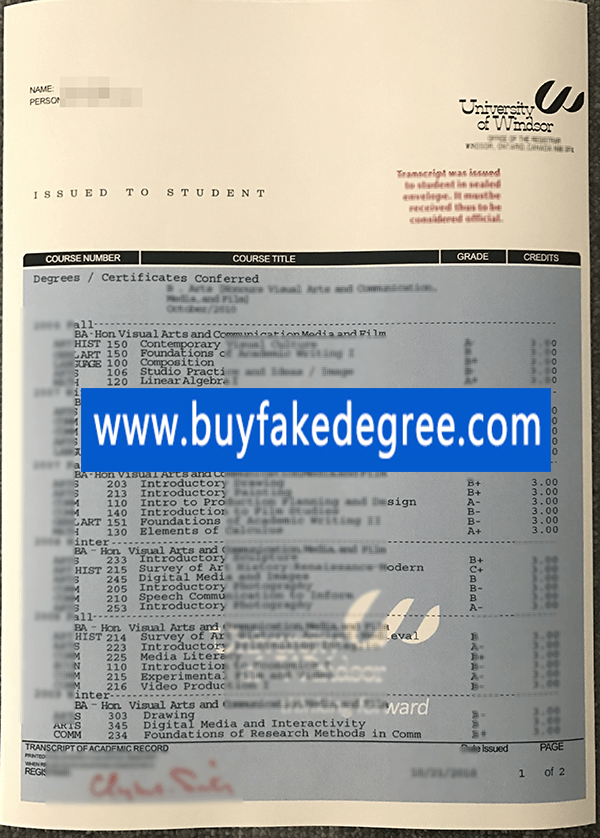University of Windsor transcript, buy fake University of Windsor transcript, buy fake transcript from buyfakedegree.com