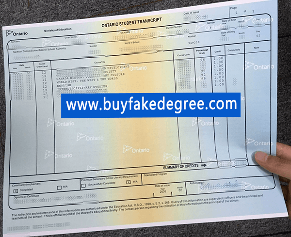 ossd transcript, Ontario Secondary School Diploma transcript, buy fake OSSD transcript certificate