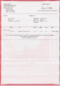 Harvard University transcript, buy fake Harvard University Extension School transcript