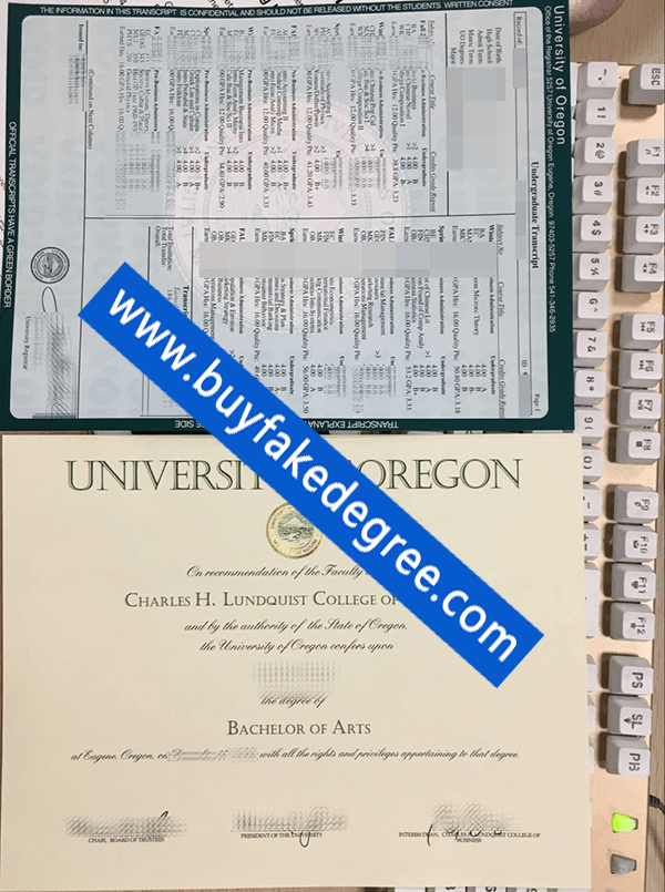 University of Oregon degree and transcript
