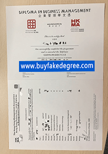 diploma and transcript in business management of Hong Kong Polytechnic and HKMA