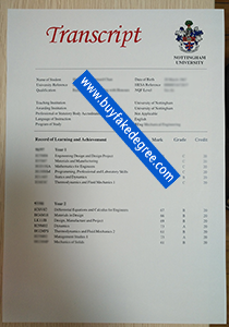 fake Nottingham University transcript