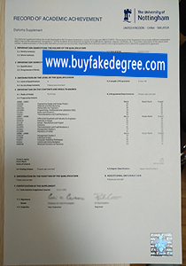 University of Nottingham transcript sample
