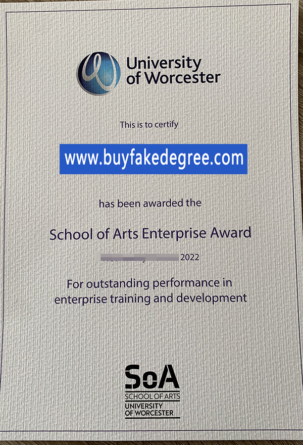 University of Worcester diploma certificate