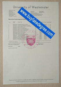 University of Westminster transcript