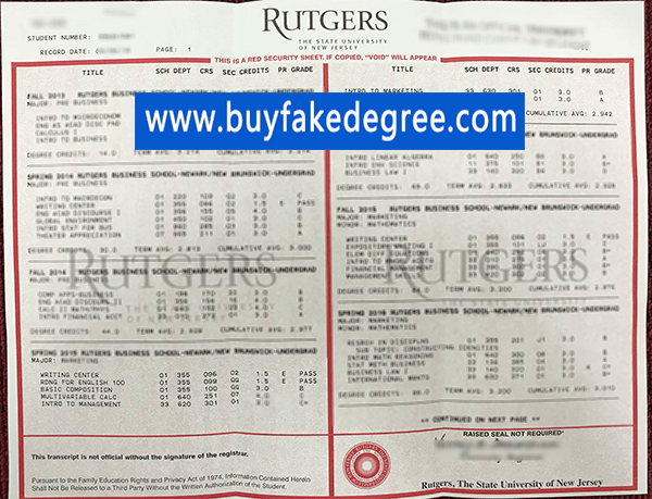 Rutgers University transcript sample buy fake Rutgers the state university of New Jersey transcript
