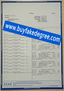 University of Central Oklahoma Transcript Sample from buyfakedegree.com