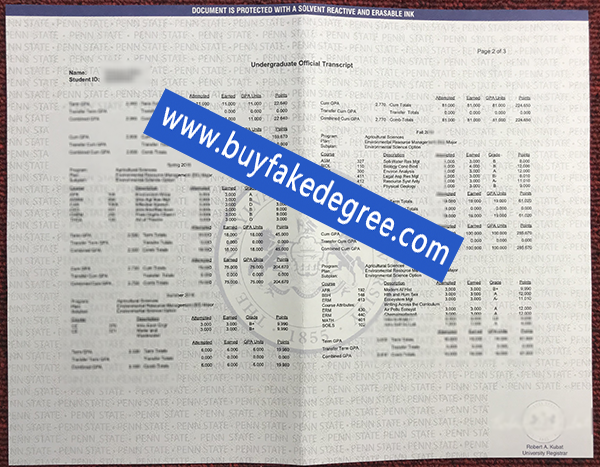 Penn State University fake transcript, buy fake PSU diploma transcript, buy fake degree
