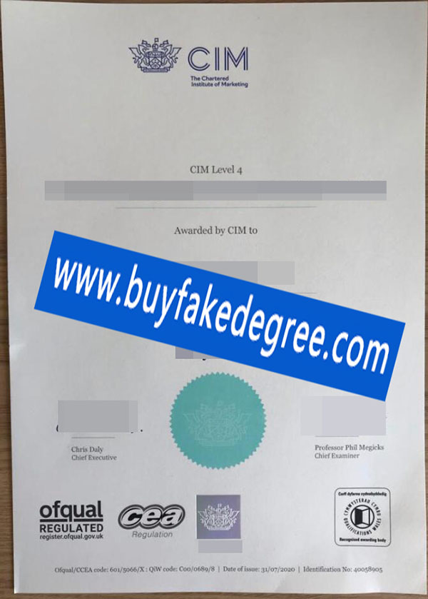 Chartered Institute of Marketing certificate