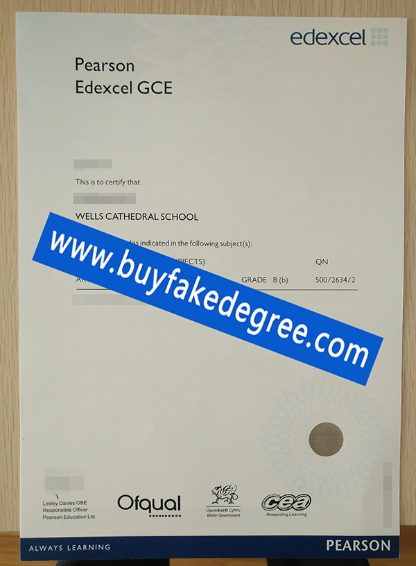 Pearson Edexcel GCE certificate
